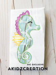 sea horse embroidery design, nautical embroidery design, sea life embroidery design, applique, sea horse applique, animal embroidery