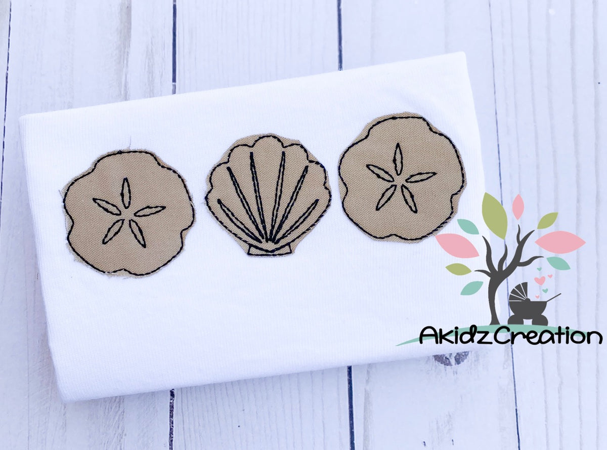 Sea shell applique trio 2021 – AKC Embroidery and Digital Designs