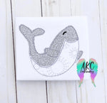 shark embroidery design, shark applique, ocean animal embroidery design, animal embroidery design