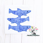 shark embroidery design, shark trio embroidery design, shark week embroidery designs, animal embroidery design, shark applique, ocean animal embroidery design