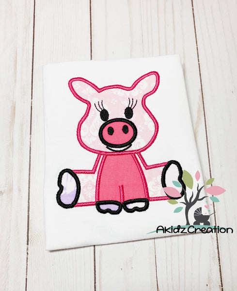 piggie embroidery design, pig embroidery design, pig applique, applique, machine embroidery pig design, machine embroidery pig applique, farm animal embroidery design, farm pig embroidery design, farm animal applique