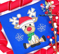 reindeer embroidery design, reindeer applique, christmas embroidery design, christmas applique, machine embroidery reindeer , deer embroidery design, santa hat embroidery design, reindeer in scarf embroidery design