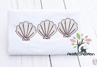 sea shells embroidery design, sketch embroidery design, sketch sea shells trio embroidery design, trio embroidery design, beach embroidery design, beach shells embroidery design