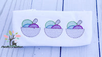 sketch embroidery design, sketch bowl of ice cream embroidery design, motif sketch embroidery design, ice cream embroidery design