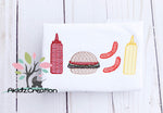 sketch embroidery design, sketch burger embroidery design, sketch hot dog embroidery design, sketch ketchup embroidery design, sketch mustard embroidery design, grilling embroidery design, food embroidery design, fathers day embroidery design