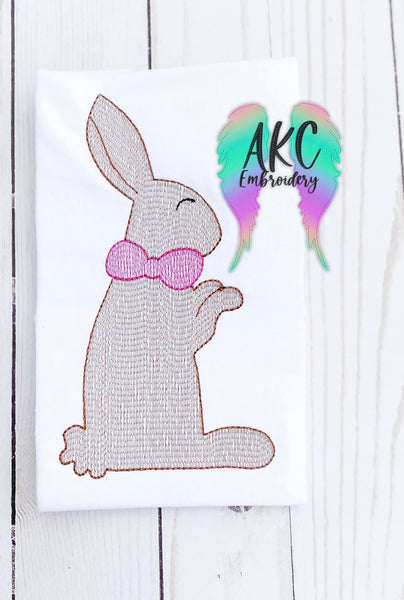 bunny embroidery design, bunny with bow embroidery design, easter bow embroidery design, rabbit embroidery design, rabbit in bow embroidery design
