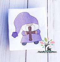 sketch design, sketch gnome embroidery design, Christian embroidery design, cross embroidery design, gnome embroidery design,