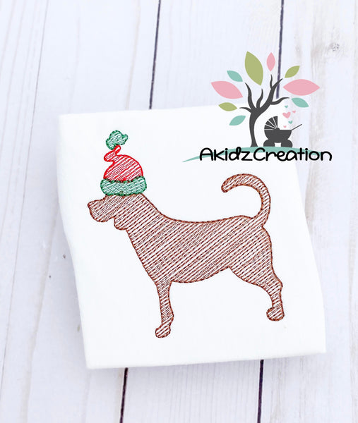 sketch dog embroidery design, sketch beagle embroidery design, christmas embroidery design, christmas dog embroidery design