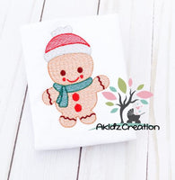 sketch gingerbread embroidery design, christmas gingerbread embroidery design, sketch cookie design, gingerbread with christmas hat, christmas embroidery design