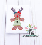 sketch gingerbread embroidery design, sketch embroidery design, girl gingerbread, sketch girl gingerbread, reindeer embroidery design, reindeer gingerbread design