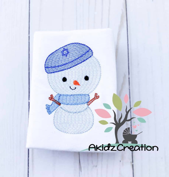 snowman embroidery design, sketch design, sketch snowman embroidery design, snowman in kippah embroidery design, kippah embroidery design, sketch kippah embroidery design, snowman in scarf embroidery design