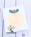 sketch embroidery design, sketch peach embroidery design, fruit embroidery design, food embroidery design, Georgia embroidery design, sketch embroidery design