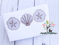 sea shell embroidery design, beach embroidery design, sea shell embroider design, trio embroidery design, beach embroidery design
