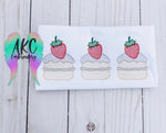 shortbread cake embroidery design, strawberry shortcake embroidery design, trio embroidery design, strawberry trio embroidery design, strawberry embroidery design