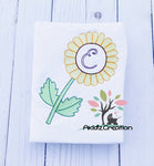 sketch sunflower embroidery design, sunflower design, flower monogram embroidery design, sketch sunflower monogram embroidery design, sunflower design, sketch flower, sketch embroidery design,