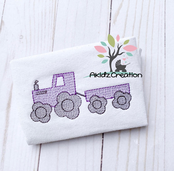 sketch embroidery design, sketch tractor embroidery design, farm embroidery design, farm tractor embroidery design, vehicle embroidery design, transportation embroidery design