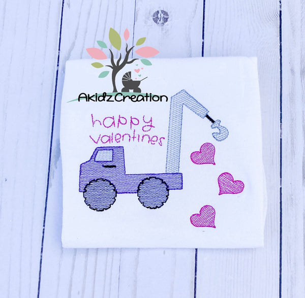 sketch embroidery design, sketch tow truck embroidery design, tow truck embroidery design, valentine embroidery design