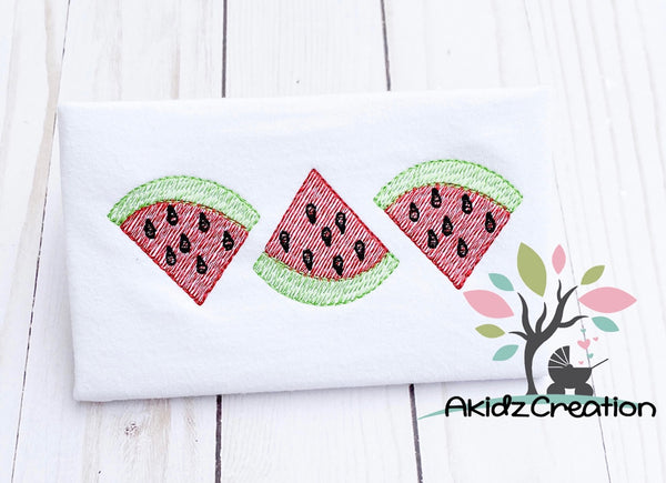 watermelon embroidery design, trio embroidery design, sketch watermelon embroidery design, sketch watermelon trio embroidery design, fruit embroidery design, fruit trio embroidery design