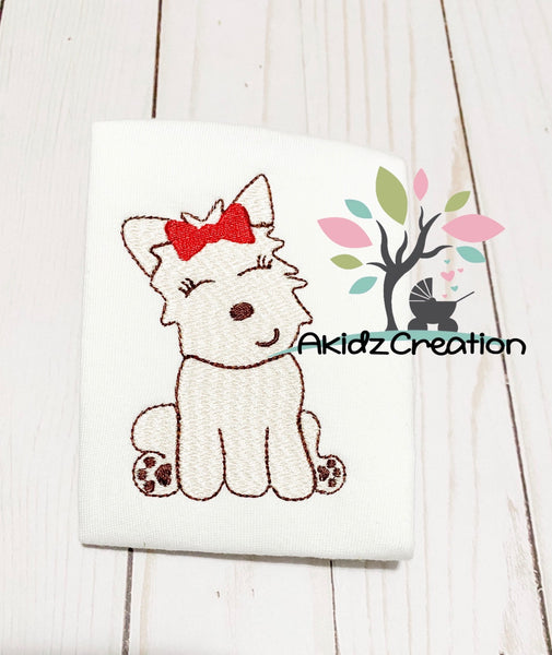 sketch girl dog, dog embroidery, puppy embroidery, akidzcreation, westland terrier embroidery design, westland embroidery design, sketch westie, westie dog embroidery design, dog embroidery design, puppy embroidery design