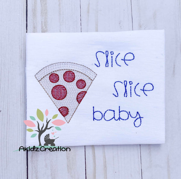 slice slice baby embroidery design, pepperoni pizza embroidery design, sketch pizza embroidery design, pizza embroidery design, food embroidery design