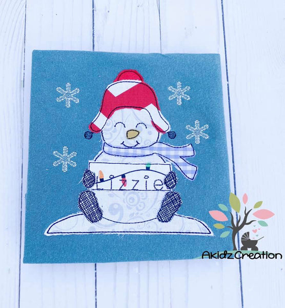 snowman monogram embroidery design, snowman applique, applique design, monogram embroidery design,  christmas embroidery design, winter embroidery design