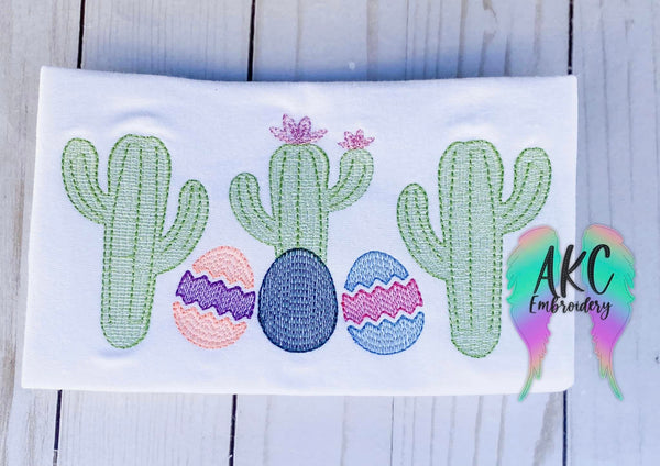 cactus embroidery design, easter embroidery design, easter eggs embroidery design, southwest embroidery design, easter eggs embroidery design