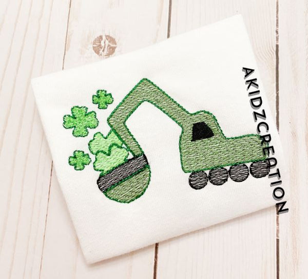 st patricks day digger embroidery design, digger embroidery design, sketch embroidery design, clover embroidery, shamrock embroidery design, sketch shamrock embroidery, sketch clover embroidery design