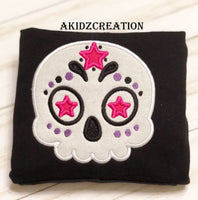 sugar skull embroidery design, sugar skull applique, halloween applique, skull applique, skull embroidery