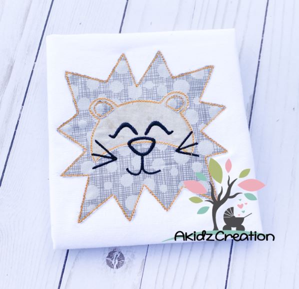 lion star faced embroidery design, lion embroidery design, zoo animal embroidery design, machine embroidery lion embroidery design, lion applique, machine embroidery lion applique