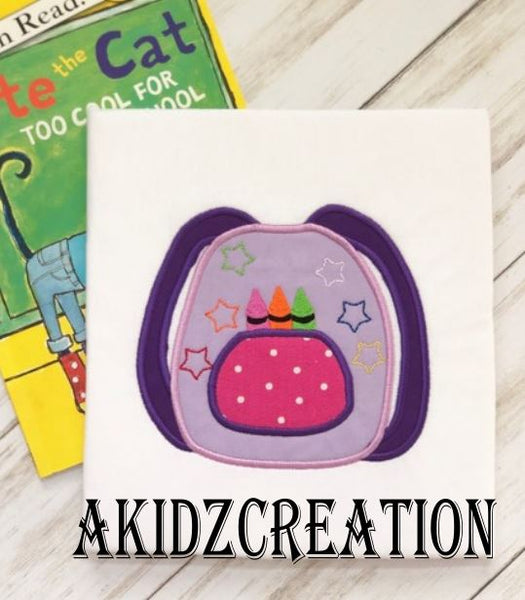 school starry back pack embroidery design, star embroidery design, backpack embroidery design, school embroidery design, akidzcreation, applique, backpack applique , 