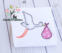 stork applique, applique embroidery, applique design, stork embroidery, baby embroidery