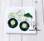 shamrock embroidery design, clover embroidery design, monster truck embroidery design, vehicle embroidery design, transportation embroidery design, st patricks day embroidery design, st patricks day monster truck embroidery design
