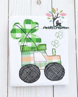tractor embroidery design, st patricks day embroidery design, st patricks day tractor embroidery design, clover embroidery design, shamrock embroidery design, irish embroidery design, clover applique, shamrock applique, vehicle embroidery design, transportation embroidery design