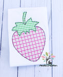 strawberry embroidery design, strawberry applique, bean stitch applique, fruit embroidery design, food embroidery design