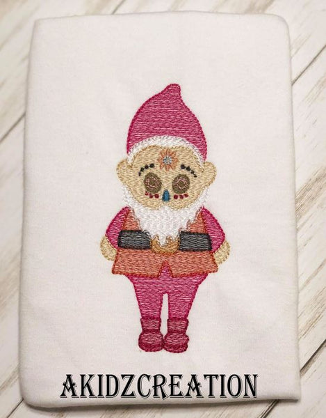 sketch sugar skull gnome embroidery design, gnome embroidery design, sugar skull embroidery design, gnome embroidery, sketch gnome embroidery design