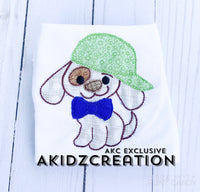 dog in hat embroidery design, dog embroidery design, puppy embroidery design, bean stitch applique, applique, machine embroidery applique design, dog applique, puppy applique, animal embroidery design, machine embroidery animal, machine embroidery applique