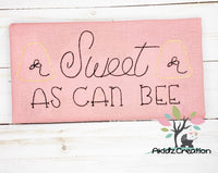 sweet as can bee embroidery design, bumble bee embroidery design, bee embroidery design, bee hive embroidery design, 
