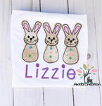 bunny embroidery design, bunny trio embroidery design, bunny applique, rabbit embroidery design, rabbit trio embroidery design, easter embroidery design, chocolate bunny embroidery design
