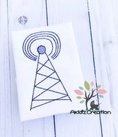 telecommunication tower embroidery design, tower embroidery design, mobile device tower embroidery design, quick stitch embroidery design, vintage tower embroidery design