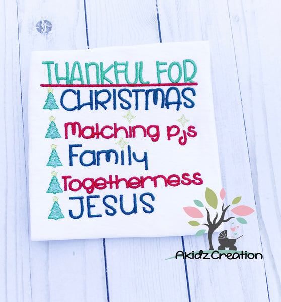 thankful for christmas embroidery design, christmas embroidery design