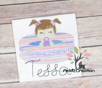 girl in pool float embroidery design, toddler in floaties embroidery design, floaties embroidery design, pool embroidery design, girl in pool embroidery design