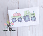 tractor pumpkin embroidery design, tractor embroidery design, pumpkin embroidery design, sketch embroidery design, farm tractor embroidery design, thanksgiving embroidery design