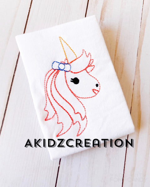unicorn head embroidery design, unicorn embroidery design, magical embroidery design, akidzcreation, vintage unicorn embroidery design