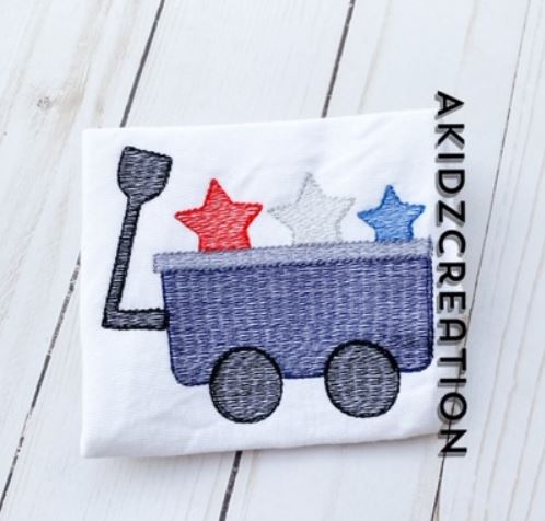 star wagon embroidery, independence day wagon, 4th of july wagon,a kidzcreation, independence day embroidery design, wagon embroidery design, 4th of july wagon embroidery design, 4th of july embroidery design, sketch wagon embroidery design, sketch emrboidery design