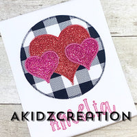 valentine embroidery design, triple heart embroidery design, heart applique, applique, machine embroidery valentine design