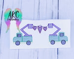 lineman trucks embroidery design, truck embroidery design, heart embroidery design, vehicle embroidery design, valentine embroidery design