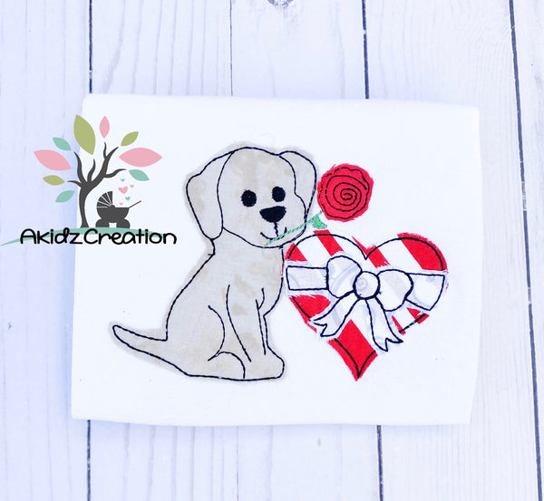 dog embroidery design, puppy embroidery design, valentine embroidery design, valentine dog embroidery design, valentine puppy embroidery design, heart chocolates embroidery design, rose embroidery design