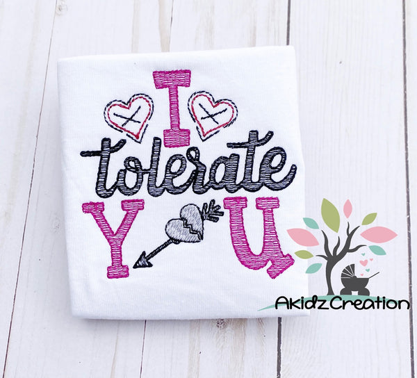 valentines embroidery design, i tolerate you embroidery design, heart embroidery design, broken heart embroidery design, valentines sketch design, sketch embroidery design