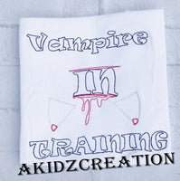 vampire in training embroidery design, vampire embroidery, vampire teeth embroidery design