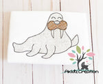 walrus applique embroidery design, walrus embroidery design, zoo animal embroidery design, animal embroidery design